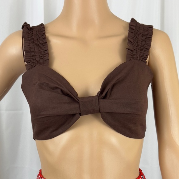 Charlie Holiday Chocolate Brown Diana Linen & Cotton Bra Top.  Small (4)… - Picture 6 of 10